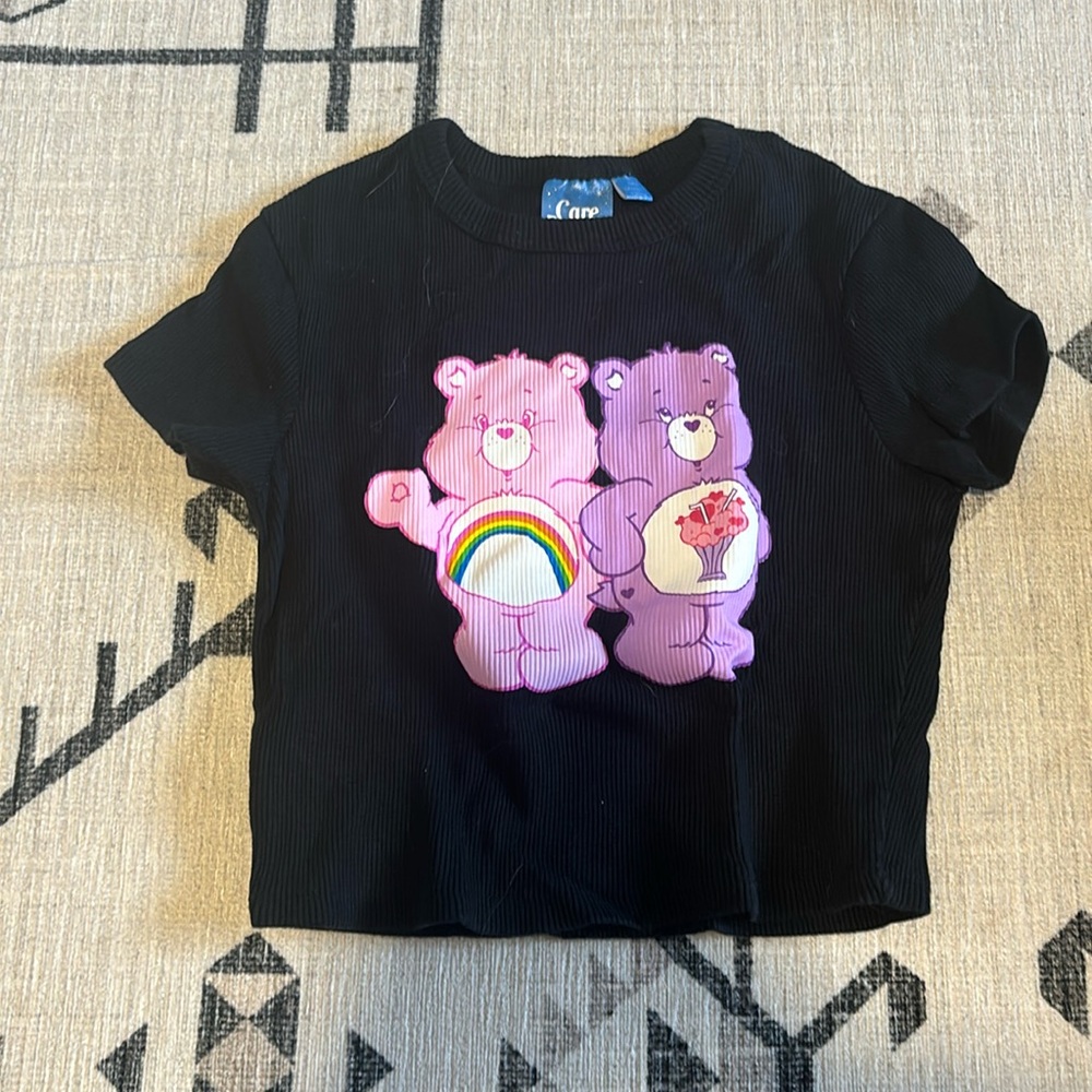 Care Bears ribbed cropped shirt.
